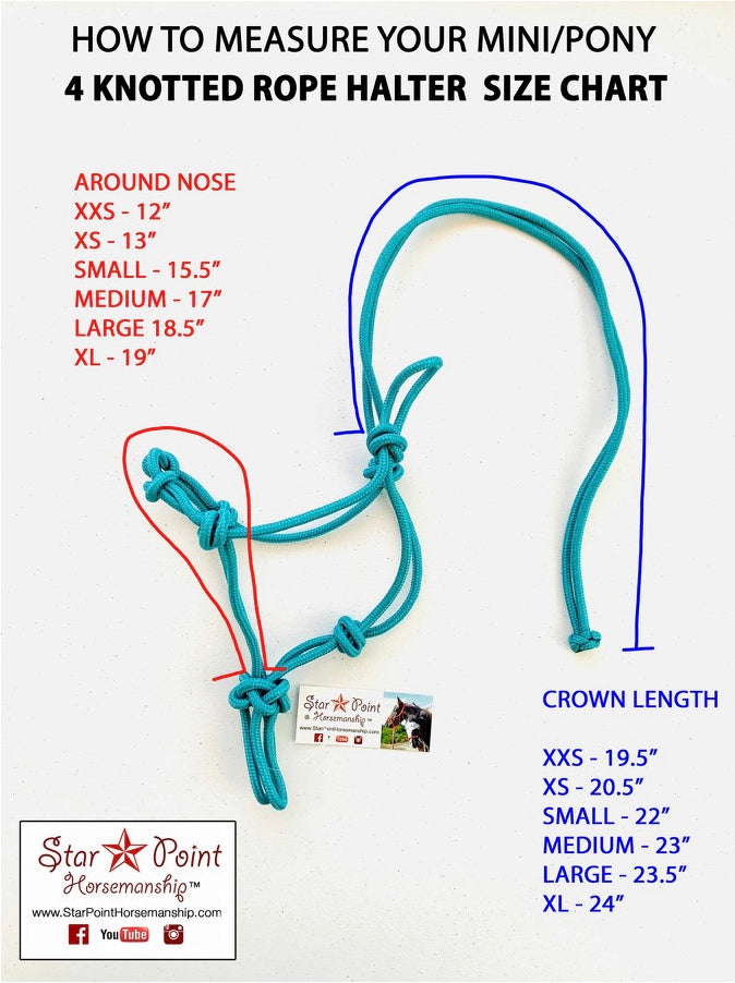 Mini-Pony 4 Knot Rope Halter & 8' Lead Rope Set - Star Point Horsemanship
