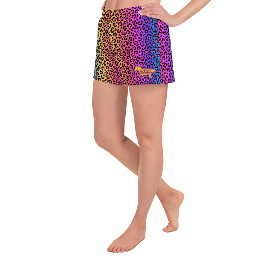 Women's Rainbow Cheetah Athletic Shorts - Star Point Horsemanship
